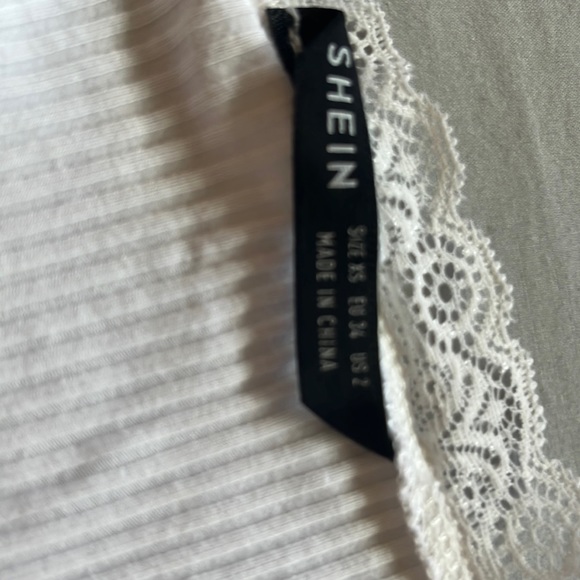 SHEIN Knot Front Lace Trim Rib-Knit Top (Not available on SHEIN anymore) - Picture 3 of 5